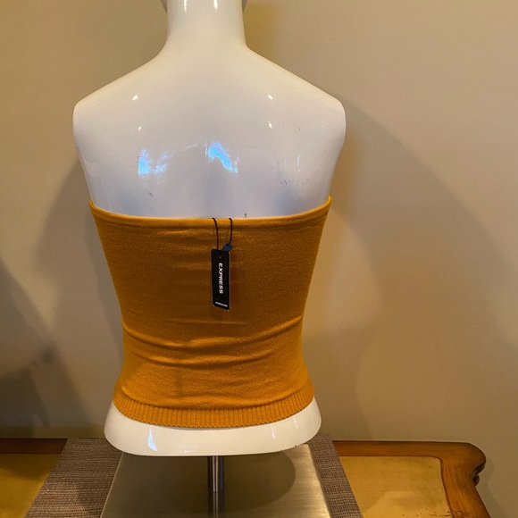 Express Ladies Gold Sweater Strapless Top NWT - Picture 4 of 9